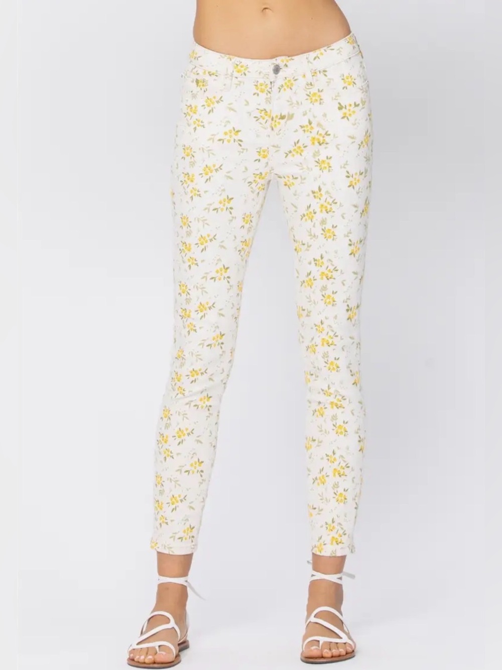Judy Blue Mid-Rise Skinny Floral Print Skinny Jeans NWT Stretch Denim